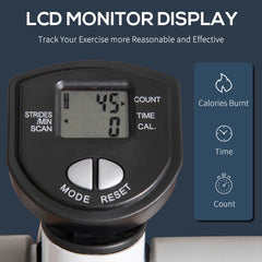 PURE Adjustable Twist Stepper Aerobic Ab Exercise Fitness Workout Machine w/ LCD Screen, Height Adjust Handlebars for Home Gym, White and Grey