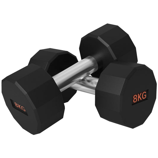 2 x 8kg Dumbbells Weights Set with 12-Sided Shape and Non-Slip Grip for Men Women Home Gym Workout