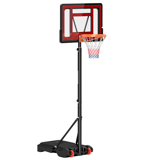 PURE Portable Basketball Hoop Stand 160-210cm Adjustable Height Sturdy Rim Hoop w/ Large Wheels Stable Base & Net Free Standing