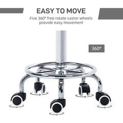 PURE PU Leather Rolling Stool, Height Adjustable Stool Chair with Wheels for Salon, Massage, Spa, Grey