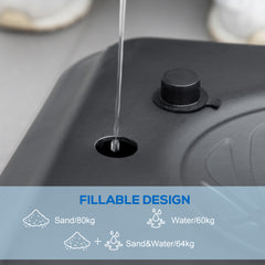 PURE Height Adjustable Basketball Stand Net Set System, Freestanding Basketball Hoop and Stand w/ Wheels, 200-305cm - Black