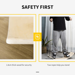 PURE Wood Wobble Board with Ropes, Balance Board for Full Body Workout, Multipurpose for Kids and Adults