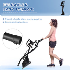 PURE 2-in-1 Folding Exercise Bike with 8-Level Magnetic Resistance, Arm Resistance Band, Pulse Sensor, Black