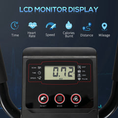 PURE Elliptical Cross Trainer, Home Cardio Workout Machine with Eight Level Magnetic Resistance, LCD Monitor, Heart Rate Sensor, Two Wheels