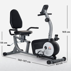PURE Exercise Bike with LCD Display, Stationary Bike with Quiet 8-Level Magnetic Resistance, Adjustable Seat and Backrest, Indoor Cycling Exercise Equipment for Home Gym Fitness Workout Training