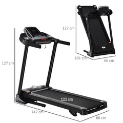 Folding Treadmill Machine Electric Motorised Running Machine 12 Preset Programs w/ LED Display, Drink Holder & Phone Holder for Home Black