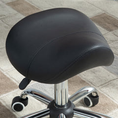 PURE Cosmetic Stool 360° Rotate Height Adjustable Salon Massage Spa Chair Hydraulic Rolling Faux Leather Saddle Stool Mobility, Black