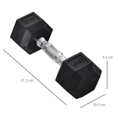 Hexagonal Dumbbell Set: 2x4kg Rubber Weights for Home Gym, Weight Lifting Exercise