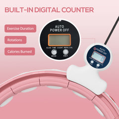 PURE Smart Weighted Hula Hoop, Massage Hula Ring w/ 16 Detachable Knots, 360° Auto-Rotating Ball, Digital Counter, Pink