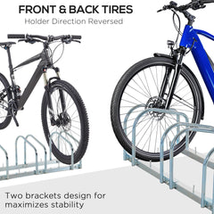 Bicycle Parking Stand for 3 Bikes, Floor or Wall Mount, Cycle Storage Locking Rack, Silver