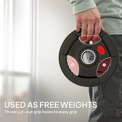 PURE Olympic Weight Plates, 2"/5cm Weight Disc Pair with Tri-Grips, 2 x 5kg Dumbbell Plates for Weightlifting and Strength Training Home Gym Fitness Workout, Black