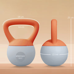 PURE 4KG Soft Kettlebell, Kettlebell with Non-Slip Handle for Home Gym, Weight Lifting, Strength Training, Orange/Grey