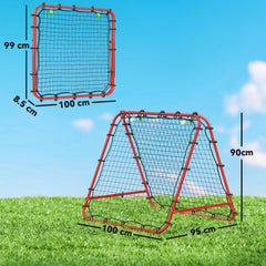 PURE Double Sided Football Rebounder Net, Football Rebound Goal with Five Adjustable Angles, Red