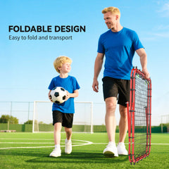 PURE Double Sided Football Rebounder Net, Football Rebound Goal with Five Adjustable Angles, Red