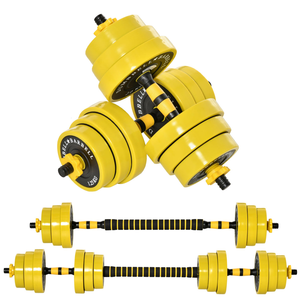 20KGS Dumbbell & Barbell  Adjustable Set Plate Bar Clamp Rod Home Gym Sports Area Exercise Ergonomic