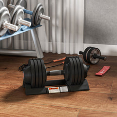 Adjustable Dumbbells Set, 4-in-1 Weights Set with Storage Tray and Non-Slip Handle, 7KG 13KG 18KG 24KG