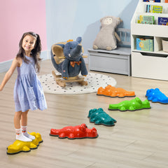PURE 6PCs Kids Stepping Stones, Crocodile-Designed Sensory Toys, with Anti-Slip Edge Balance River Stones