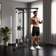 PURE Home Gym Machine, Multifunctional Gym Equipment with High and Low Pulleys, Pull Up Bar, 15-Position Adjustable Strength Training Workout Station for Full Body Fitness