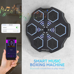 PURE Music Boxing Machine, Smart Bluetooth Boxing Machine Wall Mounted with 9 Speeds & Modes, LED Lights, Punching Pad for Adults, Black