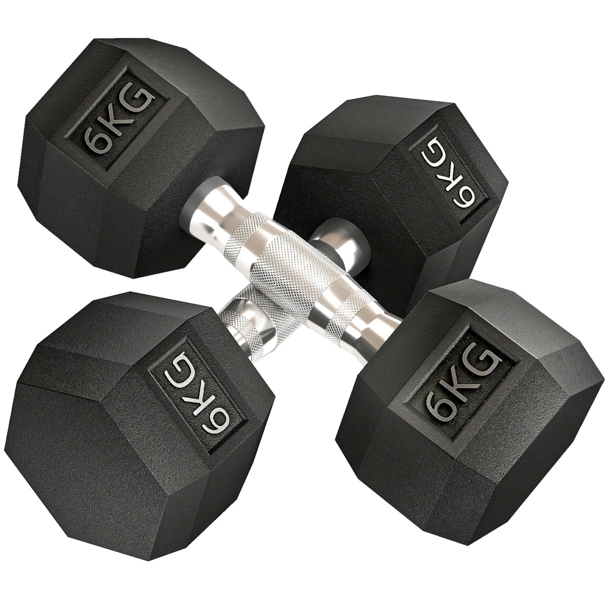 PURE 2x6kg Hex Dumbbells Set Rubber Dumbbells Weight Lifting Equipment Fitness Home Gym