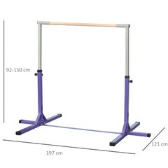 PURE Steel Frame Adjustable Horizonal Gymnastics Bar For Kids Home Gym Training Purple
