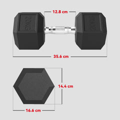 PURE 2x20KG Rubber Hex Dumbbell Portable Hand Weights Dumbbell Home Gym