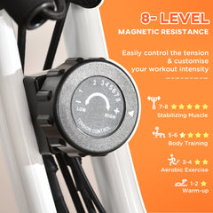 PURE 2-in-1 Folding Exercise Bike with 8-Level Magnetic Resistance, Arm Resistance Band, Pulse Sensor, Orange