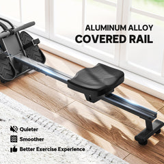 PURE Water Rowing Machine with Wheels, Vertical Storage, Adjustable Resistance, for Strength, Cardio Training