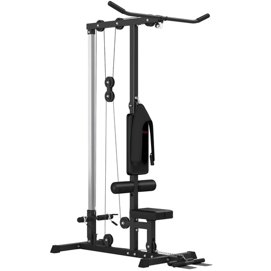 PURE Pull Up Station, Power Cage with Adjustable Seat, for Home Gym - Black