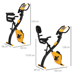PURE 2-in-1 Folding Exercise Bike with 8-Level Magnetic Resistance, Arm Resistance Band, Pulse Sensor, Yellow
