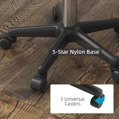 PURE Beautician's Swivel Salon Chair w/ Padded Seat Back 5 Wheels Adjustable Height Salon Hairdressers Tattoo Spa Rolling Cushion Professional 48cm White