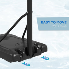 PURE Height Adjustable Basketball Stand Net Set System, Freestanding Basketball Hoop and Stand with Wheels, 182-213cm - Black