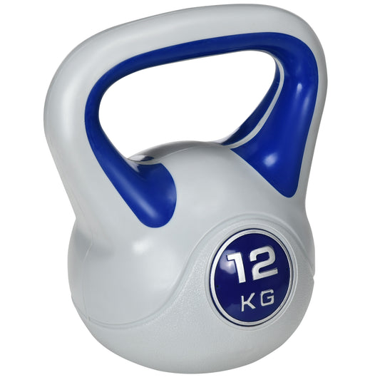 PURE Kettlebell, 12kg Kettle Bells with Handle for Home Gym Weight Lifting and Strength Training, Dark Blue and Grey