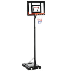 PURE 2.6-3.1m Adjustable Basketball Hoop and Basketball Stand w/ Backboard and Weighted Base, Portable on Wheels, Black