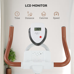 PURE Quiet Stationary Exercise Bike with Adjustable Resistance, Seat, White