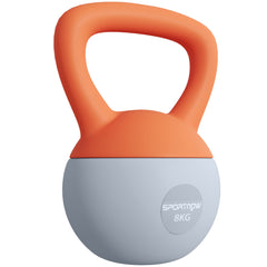 PURE 8KG Soft Kettlebell, Kettlebell with Non-Slip Handle for Home Gym, Weight Lifting, Strength Training, Orange/Grey