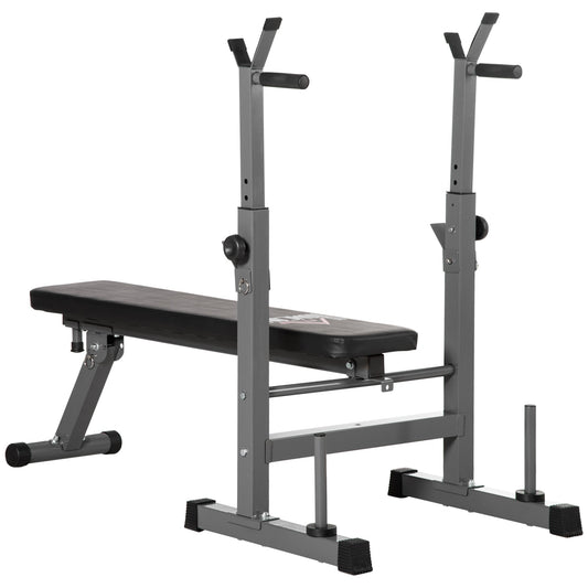 Adjustable Weight Bench, Foldable Bench Press with Barbell Rack, Dip Station, Home Gym, Strength Training, Multiuse