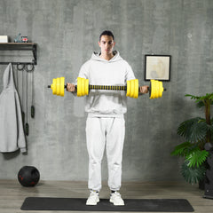 PURE 30KG Dumbbell & Barbell  Adjustable Set Plate Bar Clamp Rod Home Gym Sports Area Exercise Ergonomic