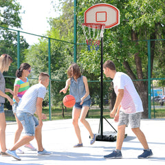 PURE Portable Basketball Stand 175-215cm Adjustable Height Sturdy Rim Hoop w/ Large Wheels Stable Base Net Free Standing