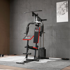 PURE Multigym Station, with 66KG Weight Stack, for Strength Training - Red & Black