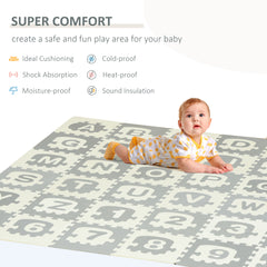 PURE 36Pcs Foldable Baby Foam Play Mat for Kids EVA Soft Jigsaw Floor Tiles Toddler Educational with Alphabet and Numbers Anti-Slip Crawling Learning 31.5 x 31.5