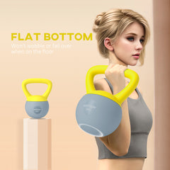 PURE 4KG Soft Kettlebell, Kettle Bell with Non-Slip Handle for Home Gym, Weight Lifting, Strength Training, Yellow/Grey