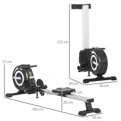 Indoor Body Health & Fitness Adjustable Magnetic Rowing Machine Rower with LCD Digital Monitor & Wheels for Home, Office, Gym