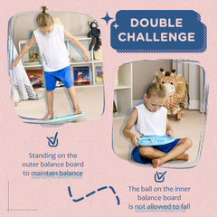 PURE Two-In-One Balance Board, Kids Wobble Board with Ball - Blue
