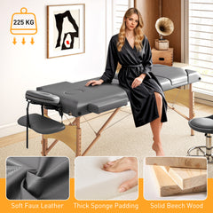 PURE Adjustable Folding Massage Table - Grey