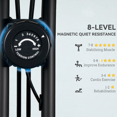 PURE Five-in-one Foldable Exercise Bike, Stationary Bike with Arm Workout Bands, LDC Monitor, Phone Holder, Black