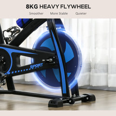 PURE Exercise Bike, Indoor Stationary Bike, Cycling Machine with Adjustable Seat and Resistance for Home Gym Workout, Blue