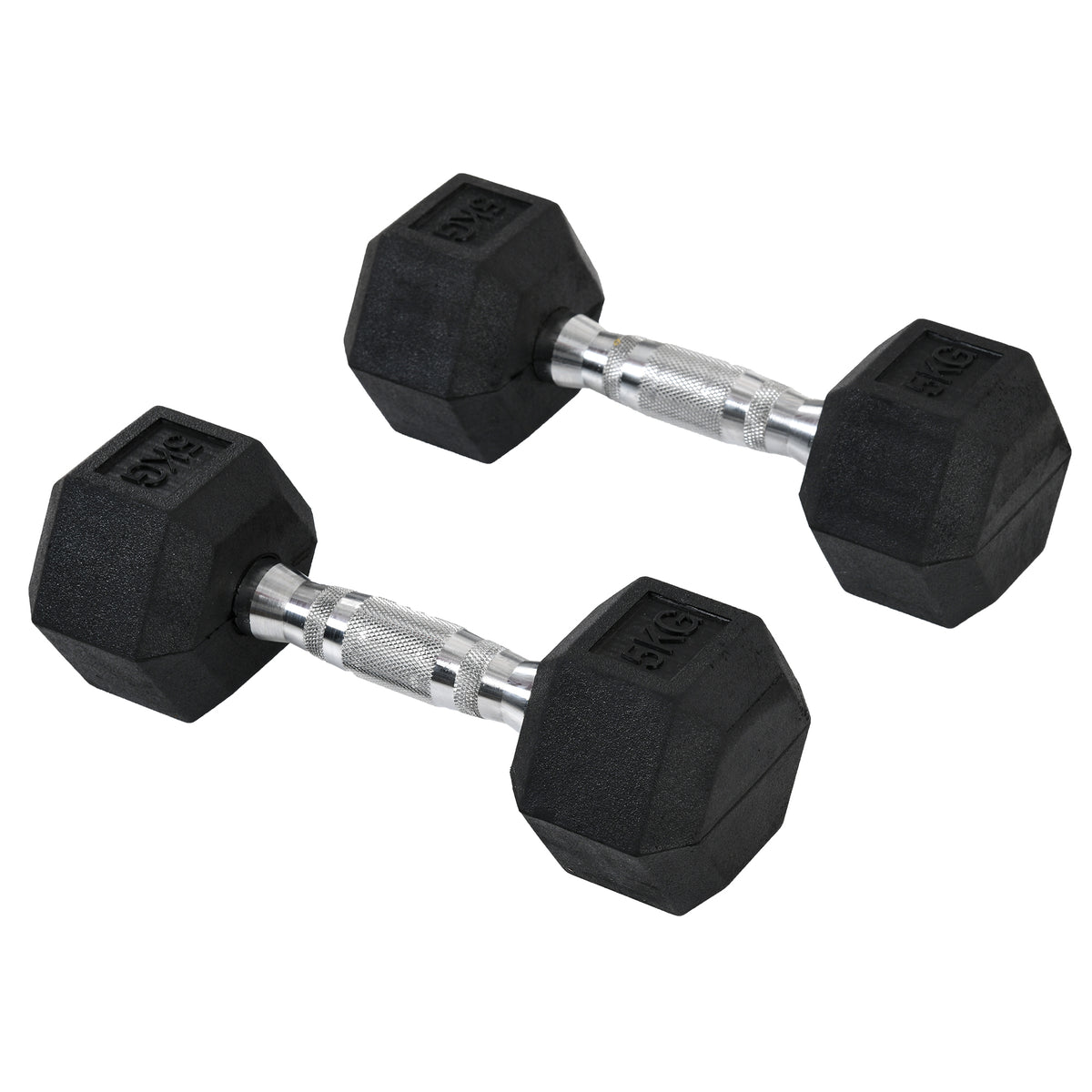 PURE 2x5kg Rubber Dumbbell Sports Hex Weights Sets Gym Fitness Lifting Home