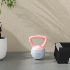 PURE 4KG Soft Kettlebell, Kettlebell with Non-Slip Handle for Home Gym, Weight Lifting, Strength Training, Pink/Grey