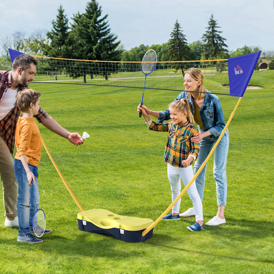 PURE 2.8m Portable Folding Badminton Net Set with 4 Badminton Rackets and 2 Nylon Shuttlecocks, for Adults Kids Indoor Outdoor Exercise Training